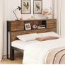 King Size Bed Headboard with Storage, Freestanding Headboard with 4 Fabric Drawers & Shelves, Adjustable Bed Frame Connectors, Bedroom Bookcase Headboard Image 4