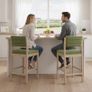 Set of 2 Velvet Bar Stools for Kitchens Vintage Bar Stools Counter Stools with Solid Wood Legs for Dining Room Living Room (Green) Image 7