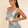 SHEIN BAE Square Neck Asymmetrical Hem PU Leather Tank Top Size S Image 4
