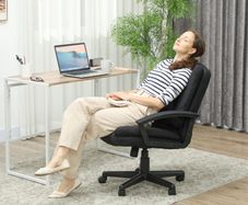 Linen-Look Padded Office Chair - Black