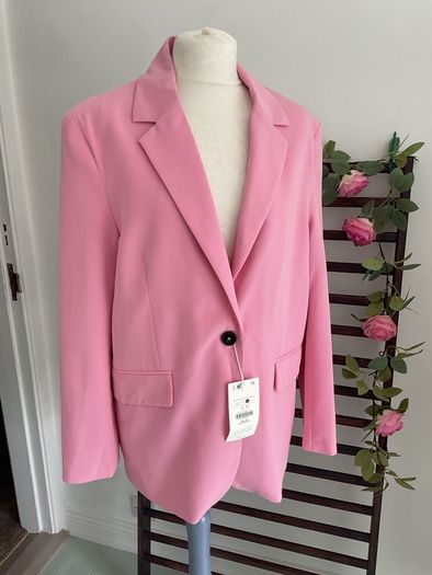 blazer Bnwt Bershka size large pink single breasted jacket