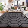 120 x 180 cm, Grey and Black, Soft Large Living Room Rug, Girls, Boys, Youth, Children's Room, High Pile, Fluffy Long Pile Bed Rug Image 4