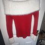 SHEIN- Red & White Christmas Santa Holiday Sweater with White Faux Fur Trim Image 4
