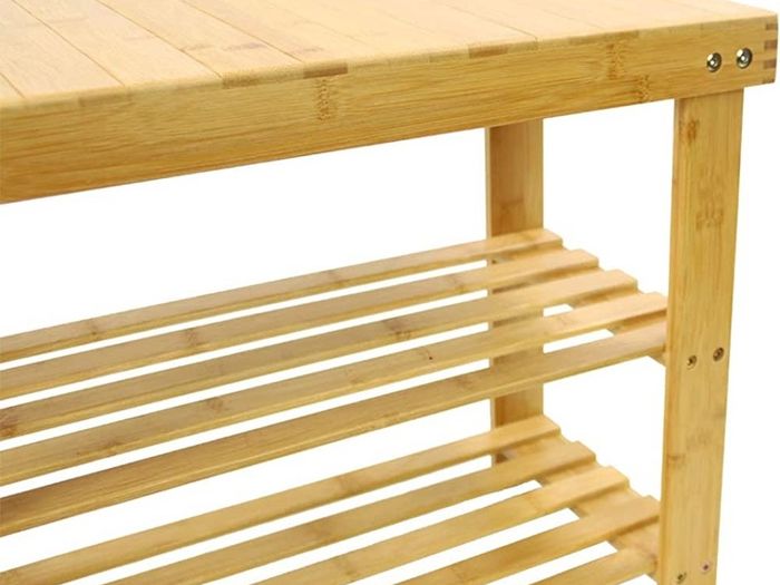 Bamboo Shoe Rack Bench 3 Tier Entryway Shoe Storage Organizer Shelf MULTIPLE COLOURS AVAILABLE (FREE POSTAGE)