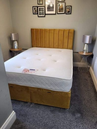Brand New 5ft King  Stylish,divan Beds With Optional Tufted Mattresses Instock. Multiple Headboard Designs And Drawers Option Available.