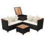 4 Piece Garden Lounge Set with Cushions Poly Rattan Black Image 3
