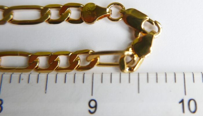 MEN'S 24ct Yellow Gold Plated Figaro Chain Necklace length 19"