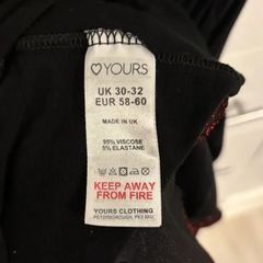Black & Red Glitter Trim Top Yours Clothing Plus Size 9XL