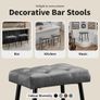 Set of 2 Bar Stools, Bar Stools with Microfibre Leather, Retro Bar Stools with Footrest, Counter Stool, 62.5 cm High, Kitchen Stools Without Backrest for Bistro, Kitchen, Dining Room, Grey Image 3