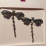 ZARA Earrings NEW Silver Butterfly Dragonfly -  Rhinestone & Pearls Image 3