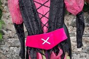 Multi Coloured Pink &amp; Black Witch Costume &amp; Witch Hat