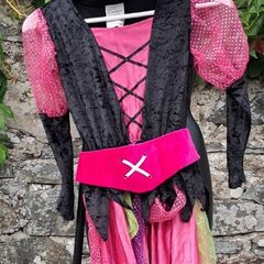 Multi Coloured Pink & Black Witch Costume & Witch Hat