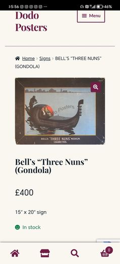 Super Rare 1920's Bells Three Nuns #obacco Sign