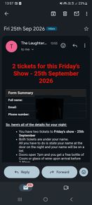 Laughter Lounge 25th Sept, 2 free tickets