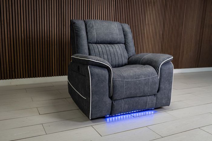 Naiomi 3+1+1 Electric Grey Fabric Recliner Sofa Set