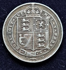 1889 Queen Victoria Jubilee Head Silver Shilling coin,