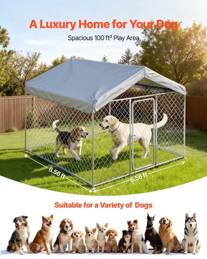 Large Outdoor Dog Kennel, 2 x 2 x 1.6 m