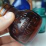 466 - Set of Three Beautiful Vintage Glass Decorative Collectible Bottles - Amber Eire Bovril, Cobalt Blue Magnesia and Turquoise Science Cream Image 2