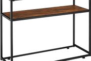 Console Table with Glass Top, 100 x 41 x 80.5 cm, Table with 2 Shelves, Industrial Style, Side Table for Living Room, Hallway, Wood, Black Metal Frame
