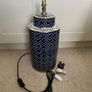 Large Ceramic Ginger Jar Table Lamp Blue & White Image 2