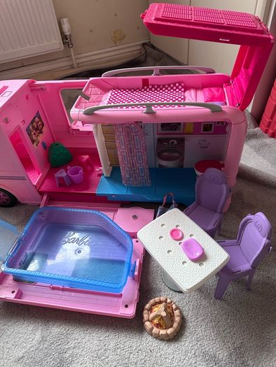Barbie Dream Camper Van PlaySet Pool Water Slide Doll Caravan Gift Set