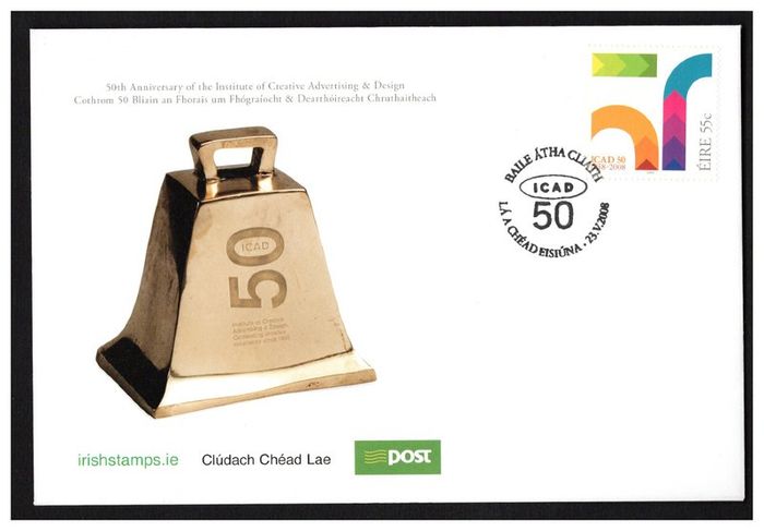 2008 Ireland 50th Anniversary of the Institute of Creative Advertising and Design Commemorative Stamp An Post First Day Cover (FDC)