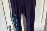 Under Armour Heat Gear logo purple ladies compression leggings size XL UK18 EU46 Postage included