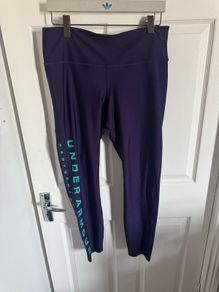 Under Armour Heat Gear logo purple ladies compression leggings size XL UK18 EU46 Postage included