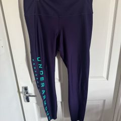 Under Armour Heat Gear logo purple ladies compression leggings size XL UK18 EU46 Postage included
