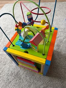 wooden activity cube