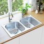 Kitchen Sink Double Basin with Strainer & Trap Stainless Steel Image 10