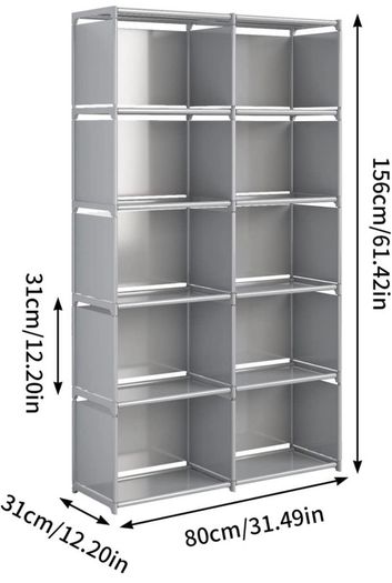 6-Tiers Portable Bookshelf with Fabric Cloth at Back, 10 Cube Closet Storage Organiser Bookcase, Living Room,Study Room,Bedroom (FREE POSTAGE)