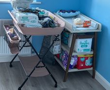baby changer foldable brown pink color