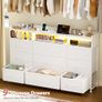 Chest of Drawers with Charging Station and LED Light, Dresser TV Stand with 9 Fabric Drawers Image 5
