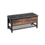 Industrial Look bench with storage space shoe bench, bench with padded seat and shoe rack, bed chest with storage space, multifunctional chest, hallway, bedroom, imitation leather, industrial design, vintage brown-black Image 2