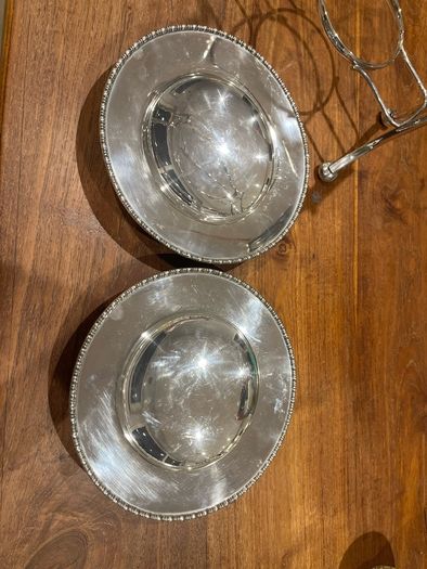 G.W.S George Wish EPNS silverplate 2 Tier Cake Stand Rare Cane Handle