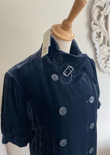 H & M Studio Rare Velvet Shortsleeved Coat/Coatdress NWT Size UK 10