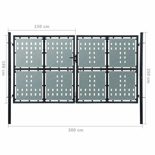 Black Double Door Fence Gate 300 x 250 cm