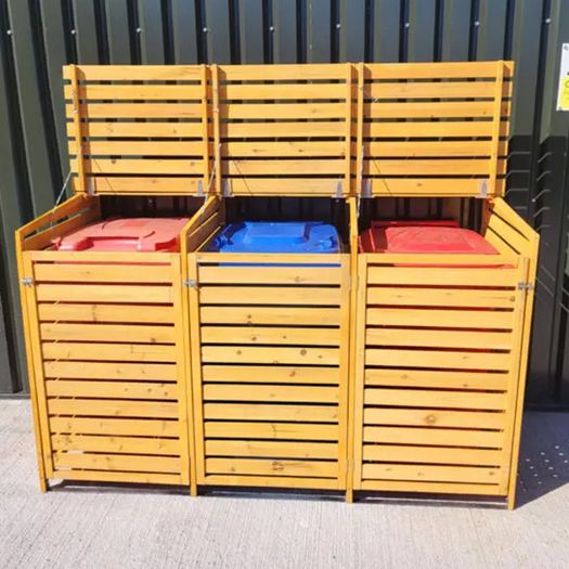 Wheelie Bin Storage  3 Bays - Natural