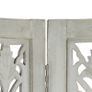 Hand Carved 5-Panel Room Divider Grey 200x165 cm Solid Mango Wood Image 3