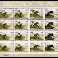 2002 Ireland 250th Anniversary of Irish Horse Steeplechasers Commemorative Stamp Sheetlet Plate 1A1A1A1A Mint Never Hinged (MNH)