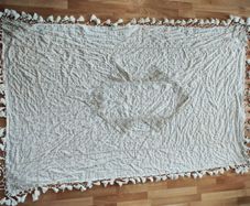 table cover cloth bed throw tapestry Beige white Bohemian Wall Hanging, Hippie Tapestry with Lace Design, Psychedelic Hippie Wall Decoration Ceiling for Bedroom Dorm 200 x 150 cm craft hand made