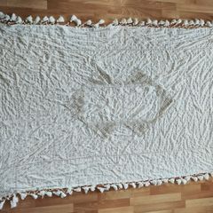 table cover cloth bed throw tapestry Beige white Bohemian Wall Hanging, Hippie Tapestry with Lace Design, Psychedelic Hippie Wall Decoration Ceiling for Bedroom Dorm 200 x 150 cm craft hand made