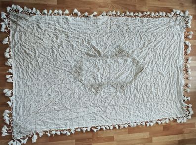 table cover cloth bed throw tapestry Beige white Bohemian Wall Hanging, Hippie Tapestry with Lace Design, Psychedelic Hippie Wall Decoration Ceiling for Bedroom Dorm 200 x 150 cm craft hand made