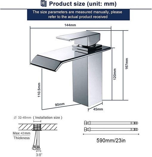 Bathroom Waterfall Water Tap Chrome Lavatory Tap Bath Fittings Washbasin Fittings Single-Lever Mixer Washbasin Faucet (FREE POSTAGE)