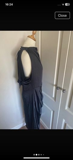 Boo hoo size 16 black lined halter neck dress