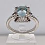 Aquamarine, White Zircon Coffee Zircon Ring in Rhodium Overlay Sterling Silver Image 5