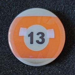 Pool ball, pin back button badge.