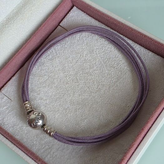Pandora multi,strand purple/lilac cord bracelet size 19.5cm very good condition
