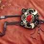 Antique Chinese Gold Couching Tiger Head Necklace  or Wall Art Image 4